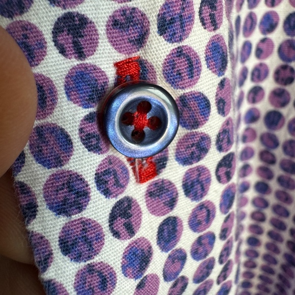 Daniel Hechter‎ Paris Men's Polka Dot Casual Dress Shirt Purple XLT Flip Cuffs - Picture 5 of 16